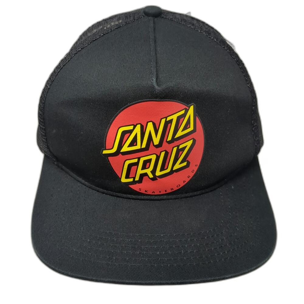 Santa Cruz Trucker Hat Black One Size Skateboards Logo Patch Mesh Snapback